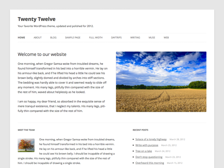 Twenty Twelve WordPress Theme